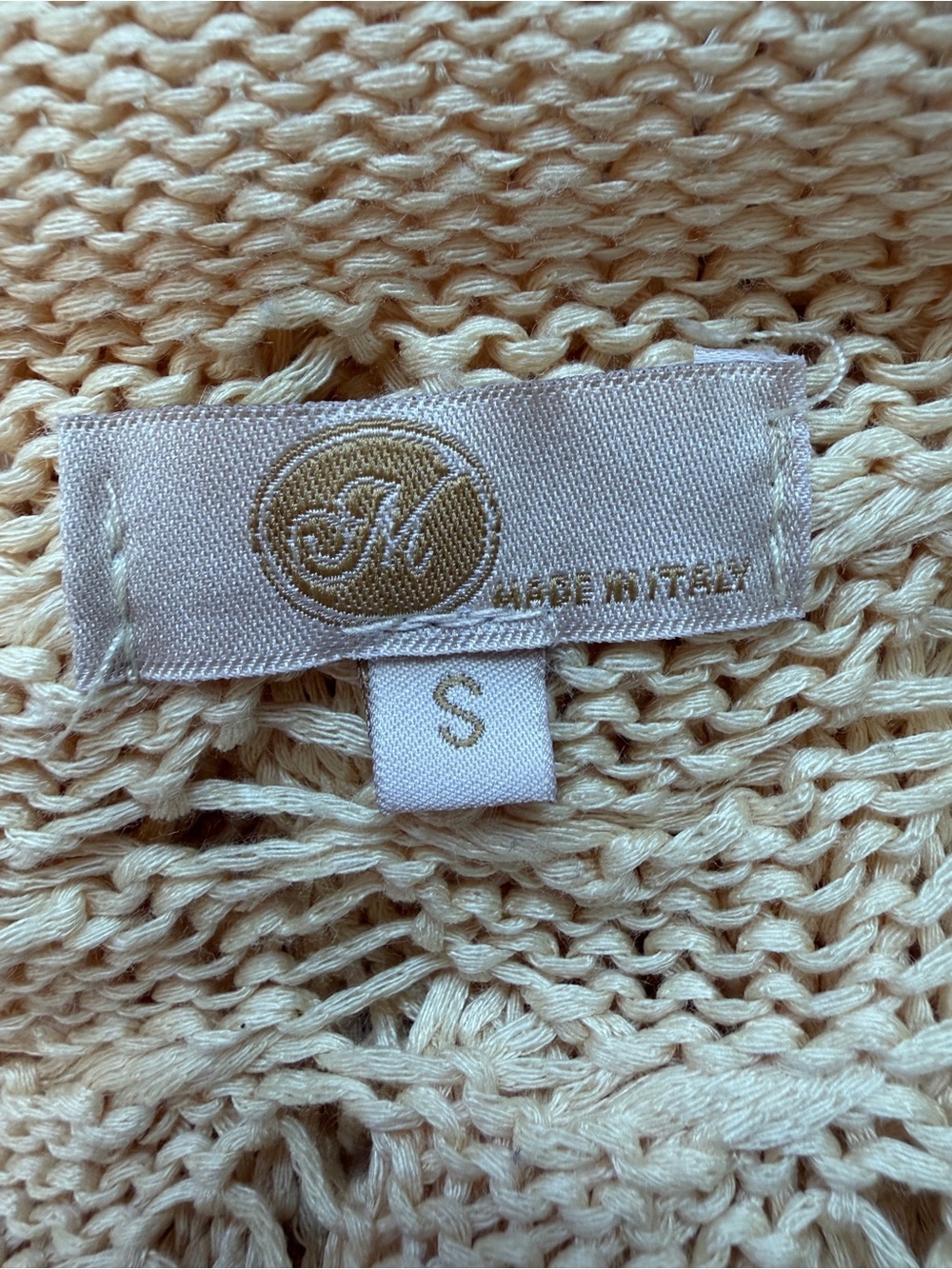 M Made in Italy Womens Boho Hippie Crochet Oversized Sweater Size S Yellow Flare - Picture 2 of 6
